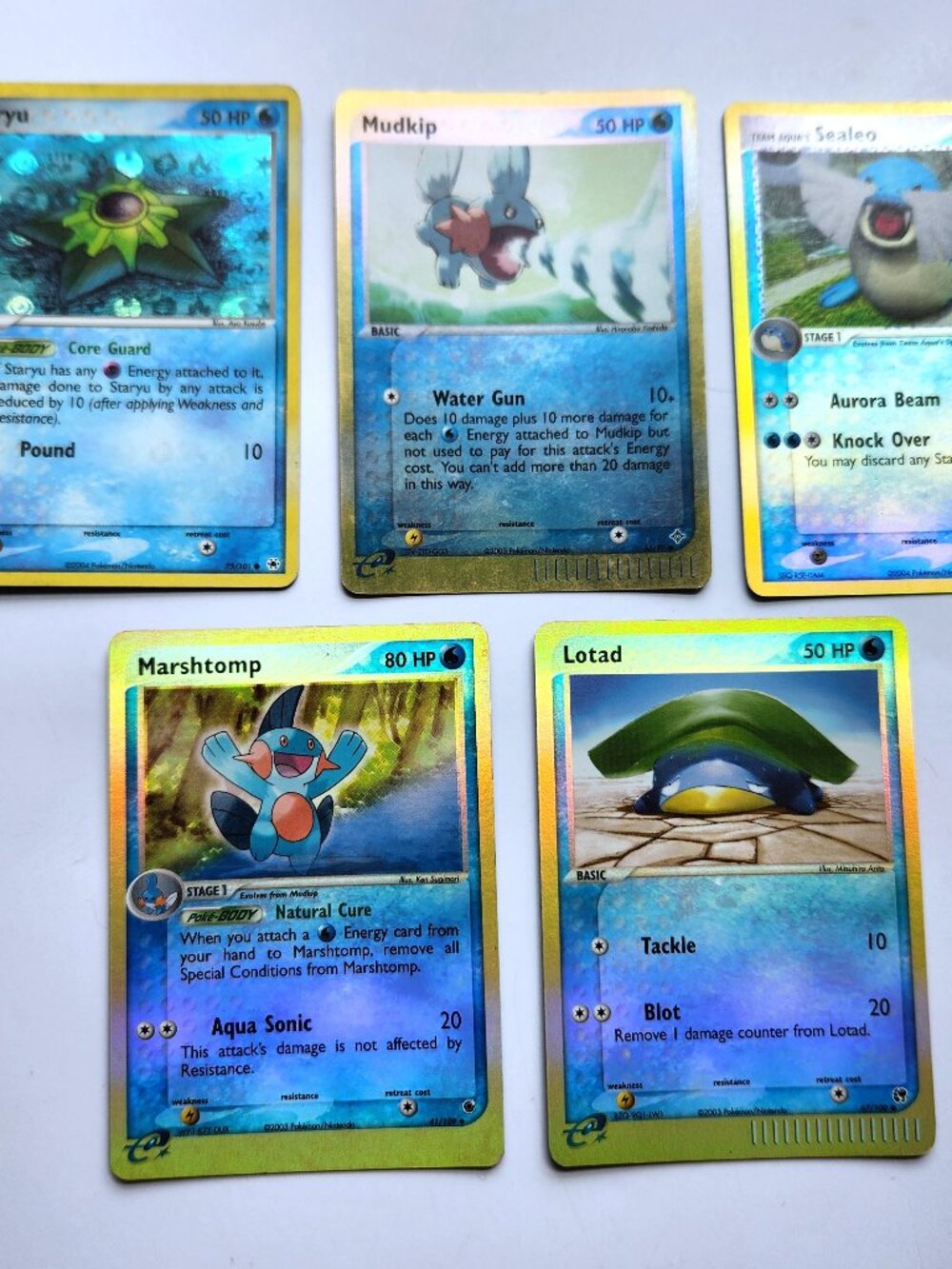 Vintage 2003 Pokemon EX Series Stamped Reverse Holo Mudkip Marshtomp Lotad Card